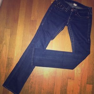 True Religion dk blue, straight leg jeans sz 24.